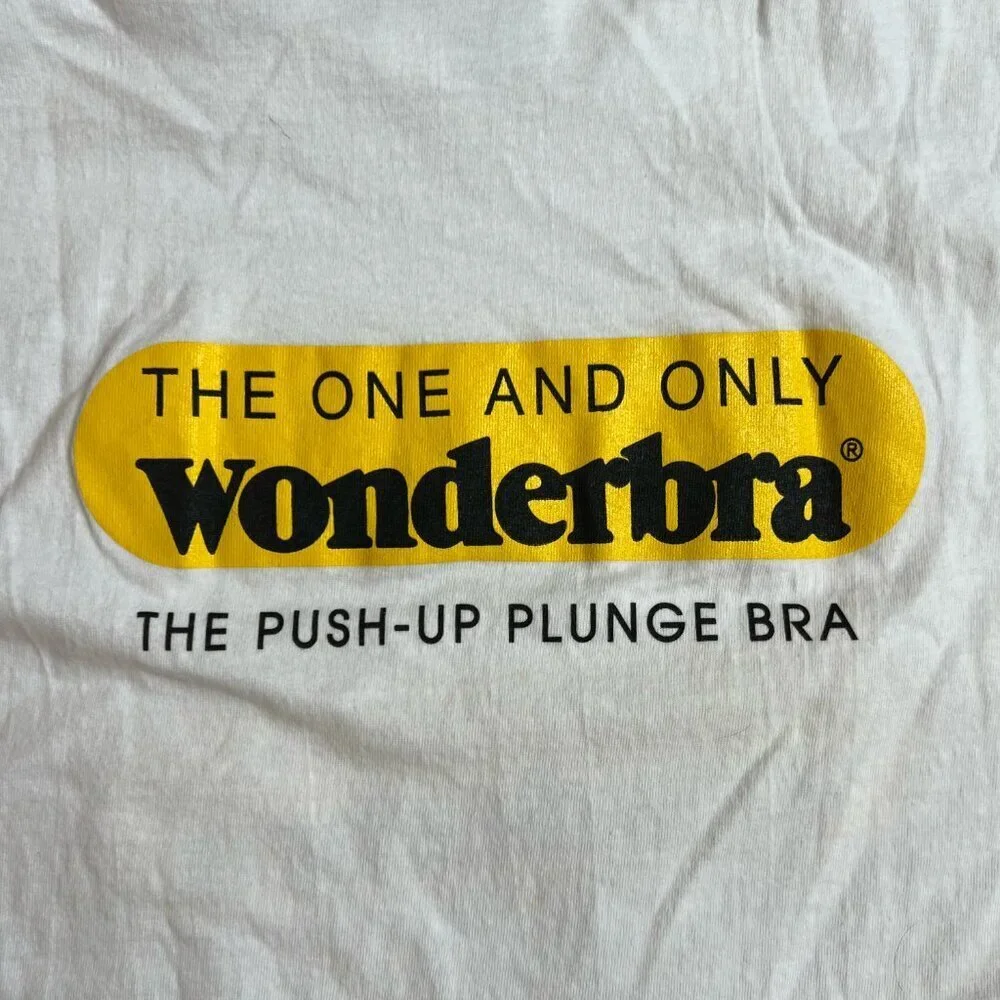 90s Wonderbra Double Sided White Graphic T-Shirt Hanes Beefy Vintage Size XL